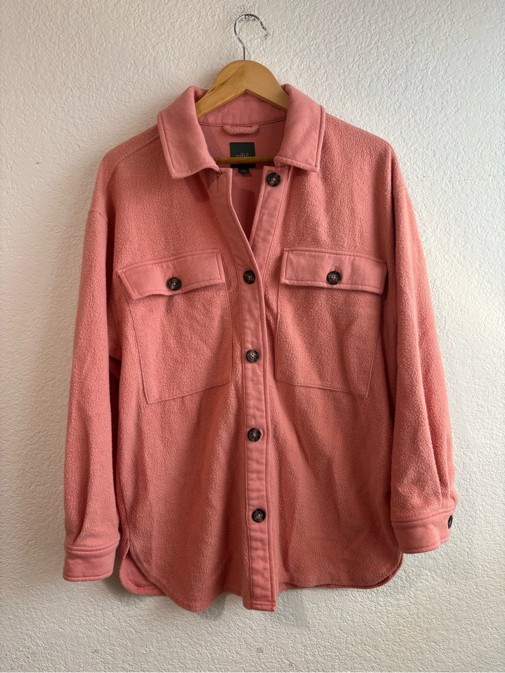 Wild Fable Pink Button-Up Fleece Shacket Small